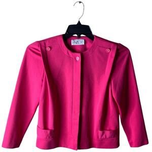 Leslie Fay Vintage Scrub Shirt Women M Petite Long Sleeve Crewneck Casual Formal